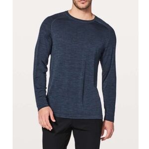 Lululemon Metal Vent Long Sleeve Shirt Tee In Navy Blue